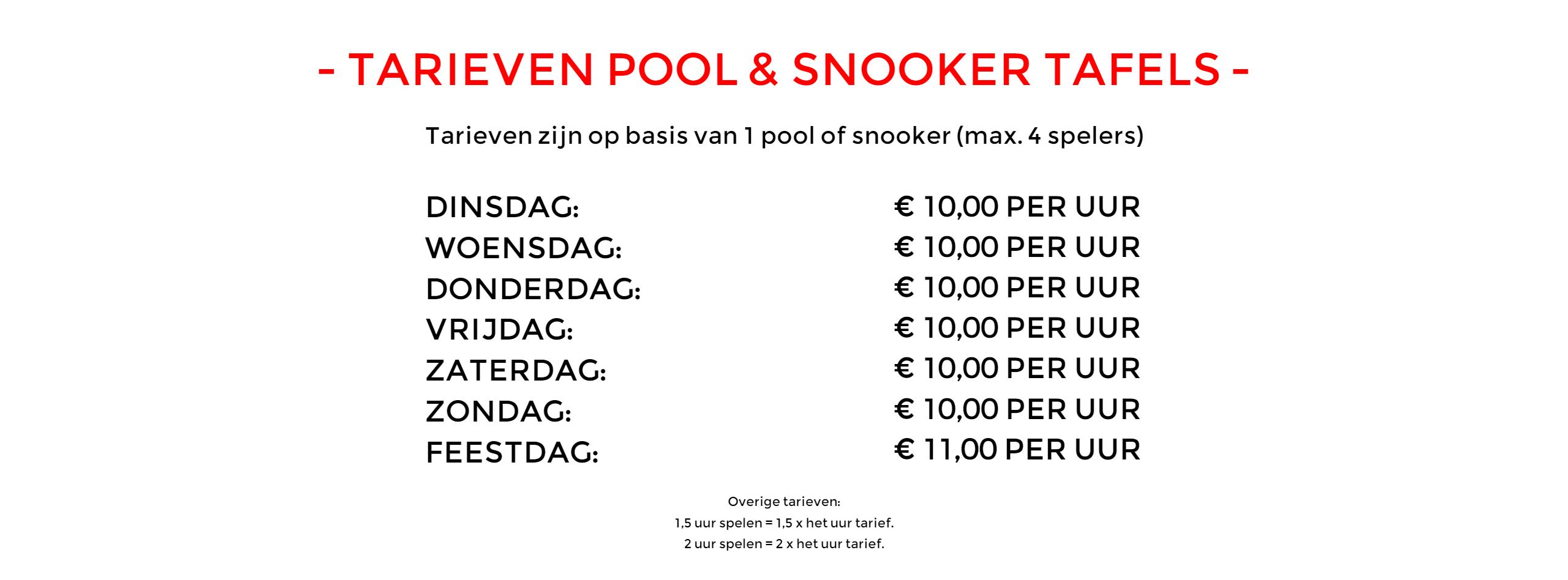 Welkom op de website van Pooltime Bowling Houten TARIEVEN