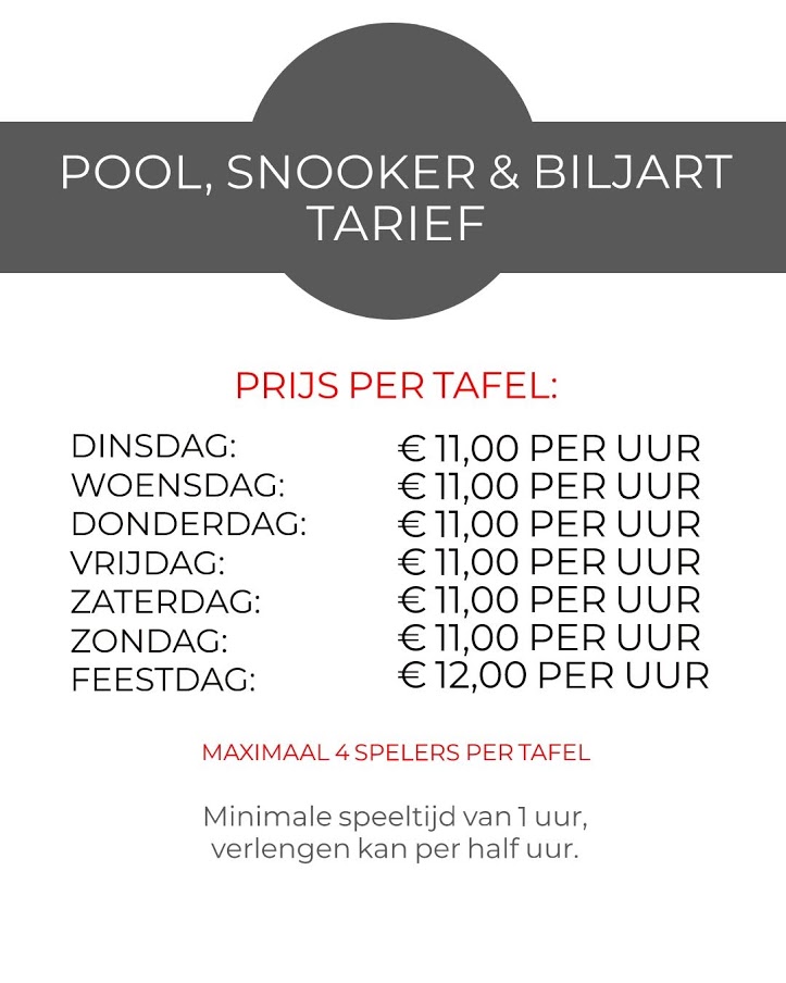 Welkom op de website van Pooltime Bowling Houten TARIEVEN